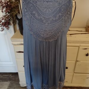 Lace Detail Blue Tunic